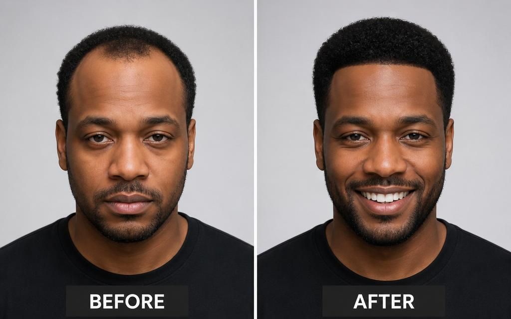 Illustrative photo accompanying the Example plan — hair looking thinner at the crown example