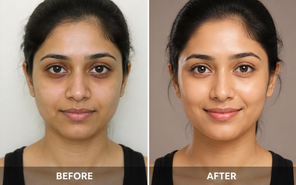 Illustrative photo accompanying the Example plan — dull, uneven-looking skin example