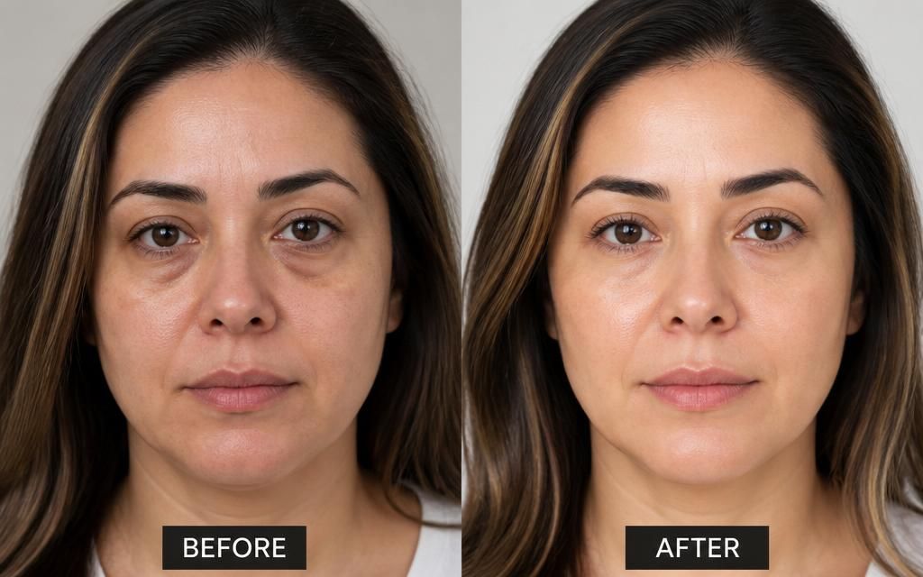 Illustrative photo accompanying the Example plan — tired-looking under-eyes example